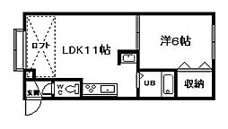 クアトロアパルテ 1LDKの間取図画像