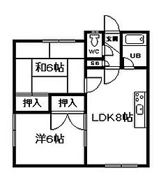 メゾンはやし 2LDKの間取図画像