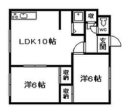 コーポタニグチ 2LDKの間取図画像