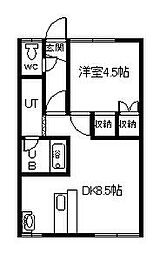 ワンダースリー 1DKの間取図画像