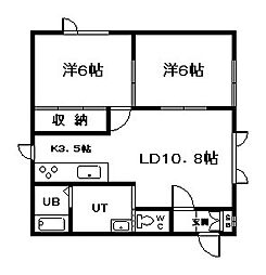 ハイエスト末広5 2LDKの間取図画像