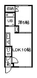 ハンドレットヴィレッジH 1LDKの間取図画像