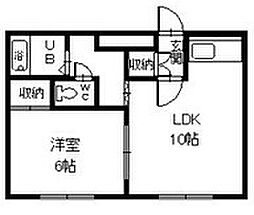 ロヂングカワタMOANA ワンルームの間取図画像