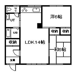 TONDEN 2LDKの間取図画像
