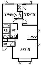 メルシー末広 2LDKの間取図画像