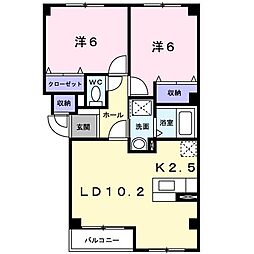 サニーフィールド 2LDKの間取図画像