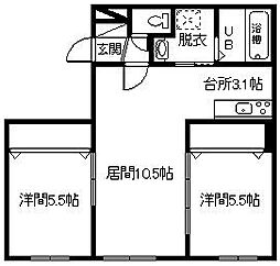 オアシス 2LDKの間取図画像