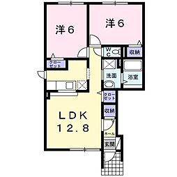 カルムオーブドゥ 2LDKの間取図画像