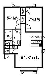 ポエム10・5 2LDKの間取図画像