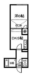 リーフ豊岡 1DKの間取図画像