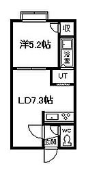シャルム豊岡 1DKの間取図画像