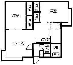 エールバール 2LDKの間取図画像