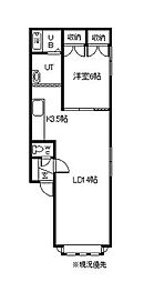エミール豊岡 1LDKの間取図画像