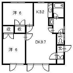 アルメリア 2LDKの間取図画像