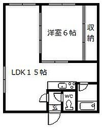 コーポ松原 1LDKの間取図画像