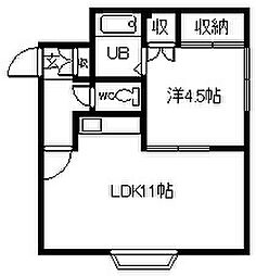 アルメリア 1LDKの間取図画像