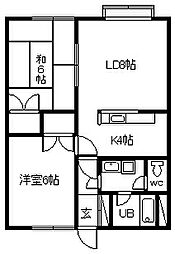 ロンシャン豊岡PART3 2LDKの間取図画像