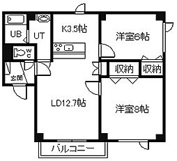 セトル・かわはら 2LDKの間取図画像