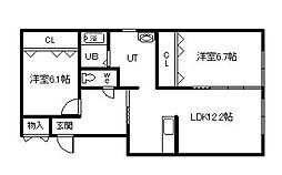 フルーヴ 2LDKの間取図画像