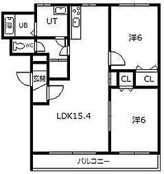 グランドソレイユ 2LDKの間取図画像