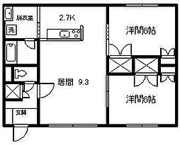 プロスペレ 2LDKの間取図画像