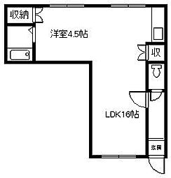 パラドールB 1LDKの間取図画像
