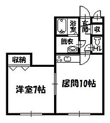 Liberty花咲 1LDKの間取図画像