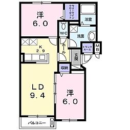 プランタン・リュミエール 2LDKの間取図画像