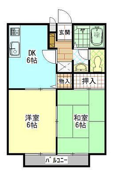 ハイライズ新涯　Ａ・B ｜広島県福山市新涯町6丁目(賃貸アパート2DK・2階・40.92㎡)の写真 その2