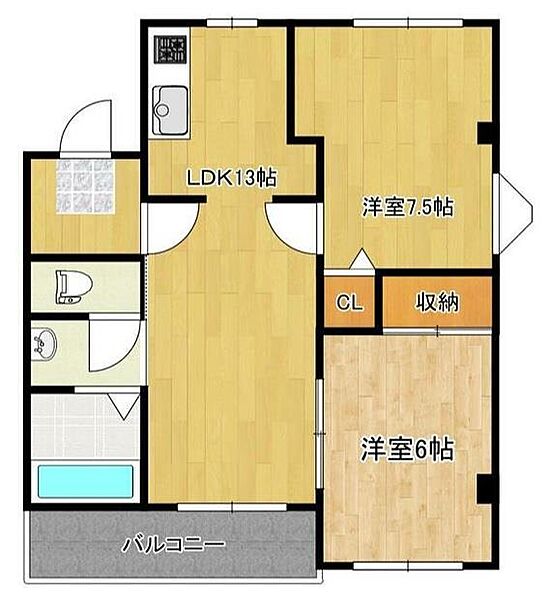 パストラル・グリーン　Ｃ棟 ｜広島県福山市新涯町4丁目(賃貸マンション2LDK・1階・53.35㎡)の写真 その2