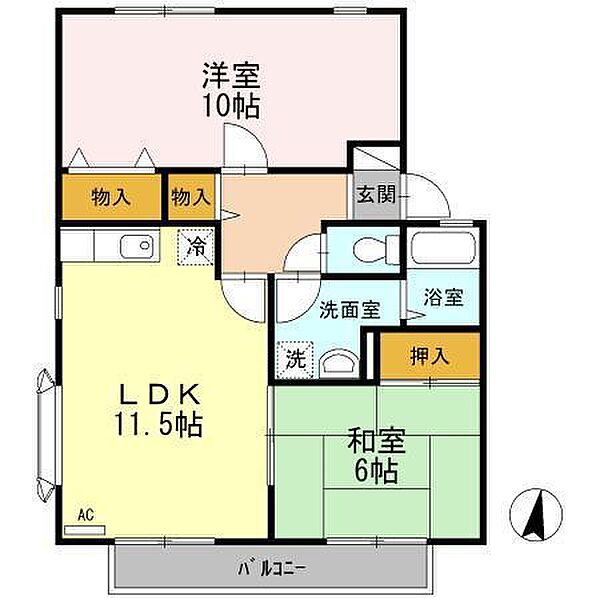 ハイカムール弐番館 ｜広島県福山市神辺町大字新徳田(賃貸アパート2LDK・2階・62.10㎡)の写真 その2