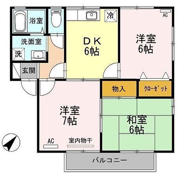 サンハイツ南手城 ｜広島県福山市南手城町1丁目(賃貸アパート3DK・2階・55.39㎡)の写真 その2