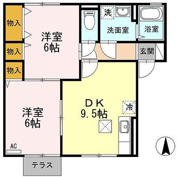 ルピナ深津 ｜広島県福山市東深津町4丁目(賃貸アパート2DK・1階・50.52㎡)の写真 その2