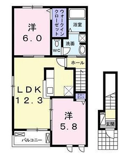 カーサ・アストレア B ｜広島県福山市駅家町大字万能倉(賃貸アパート2LDK・2階・57.23㎡)の写真 その2