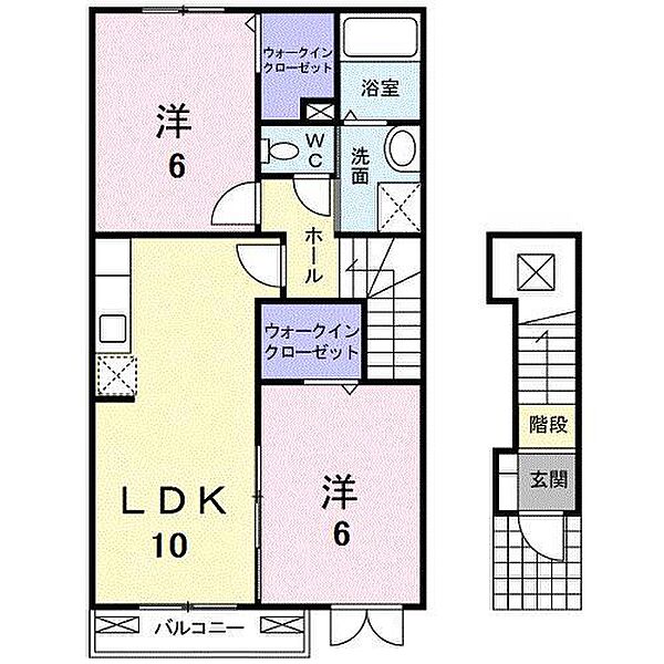 カーサ・ラッフィナートＡ ｜広島県福山市高西町2丁目(賃貸アパート2LDK・2階・54.85㎡)の写真 その2