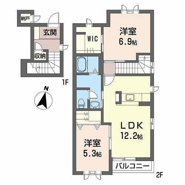 グリーンハウス　B棟 ｜広島県福山市神辺町字道上(賃貸アパート2LDK・2階・67.46㎡)の写真 その2