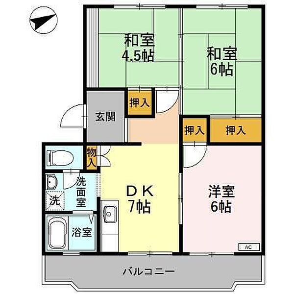 川口東マンション ｜広島県福山市東川口町5丁目(賃貸マンション3DK・2階・52.11㎡)の写真 その2