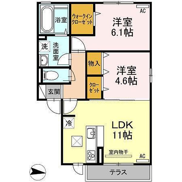 サンモール新湯野 ｜広島県福山市神辺町大字新湯野(賃貸アパート2LDK・2階・53.76㎡)の写真 その2