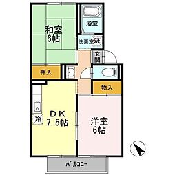 プレジール西大島 2階2DKの間取り