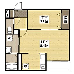 月光福山東壱番館 3階1LDKの間取り