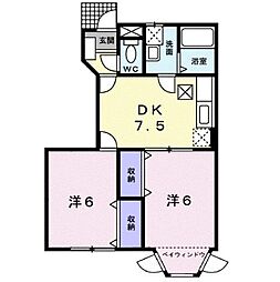 ファミール・ハイムＡ 1階2DKの間取り