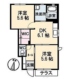 ミレニアムハイム　3号館 1階2DKの間取り