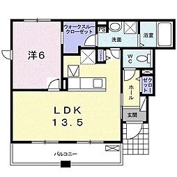 カープ I 1階1LDKの間取り