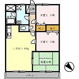 グリーンハイム藤 2階3LDKの間取り