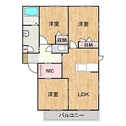 ヴィラージュ 2階3LDKの間取り
