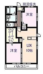 マルベリー 2階2LDKの間取り