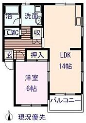 コーポ清水2 1LDKの間取図画像