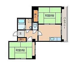 山陽グランドハイツ 2DKの間取図画像