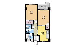 レジデンス霞町 2DKの間取図画像