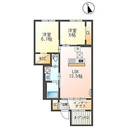 クラポティ新涯 2LDKの間取図画像